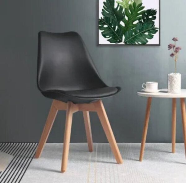 SILLA ACOLCHONADA CON BASE DE MADERA