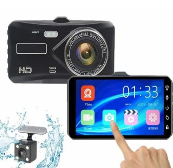 CÁMARA PARA CARRO CON PANTALLA FRONTAL FULL HD. TRAE CÁMARA AUXILIAR TRASERA
